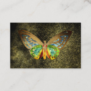 Cartão De Visita *~* Borboleta Dourada com Glitter a Ouro em Aquare