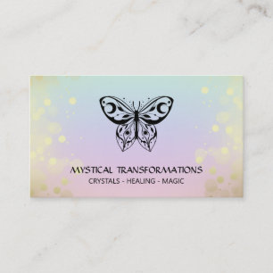 Cartão De Visita *~* Borboleta Moth Magic Boho Rainbow Pastel