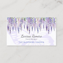 Cartão De Visita Borboleta Romântica e Wisteria Pastel Floral