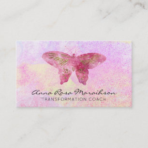 Cartão De Visita *~* Borboleta Rosa Glitter Gilded Pastel Fantasy