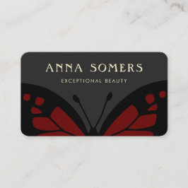 Cartão De Visita Borboleta Vermelha e Preta Elegante