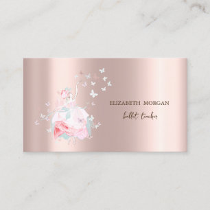 Cartão De Visita Borboletas Bailarinas Dourado Rosa