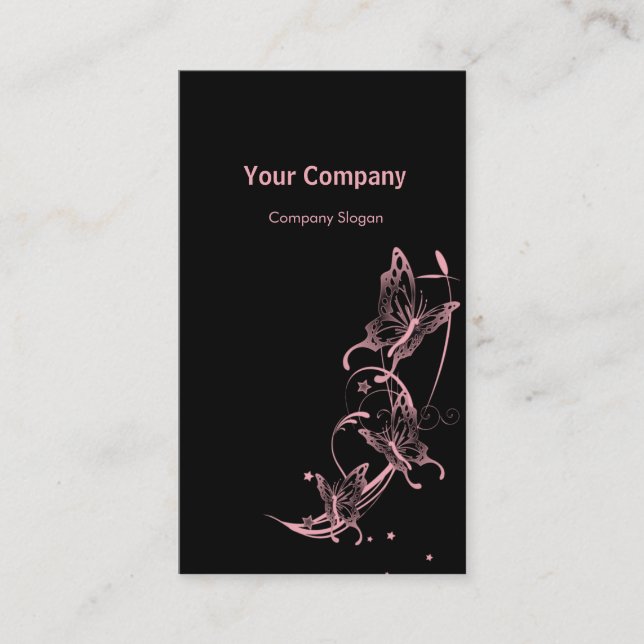 Cartão De Visita Borboletas de rosa claro (Frente)