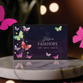 Cartão De Visita Borboletas Roxas Elegantes