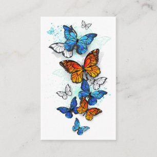 Cartão De Visita Borboletas voadoras Morpho e Monarca