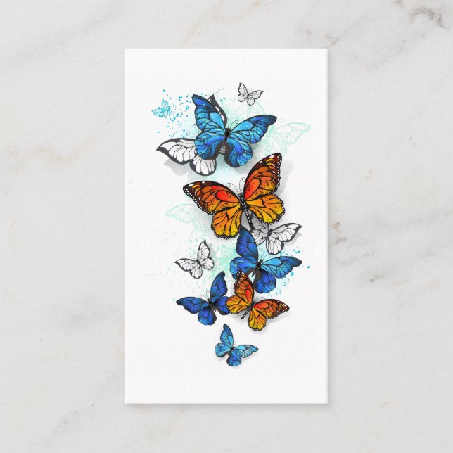 Cartão De Visita Borboletas Voadoras Morpho e Monarca (Frente)