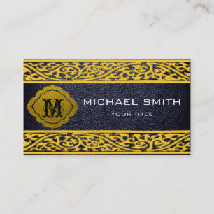 Cartão De Visita Borda amarela de couro preto