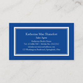 Cartão De Visita Borda branca e azul profissional simples