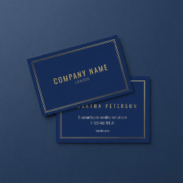 Cartão De Visita borda de efeito Dourado, profissional azul