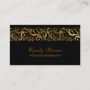 Cartão De Visita Borda de espiral Dourada em qualquer cor