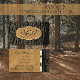 Cartão De Visita Borda Dourada de Latido de Árvore Natural Russo co