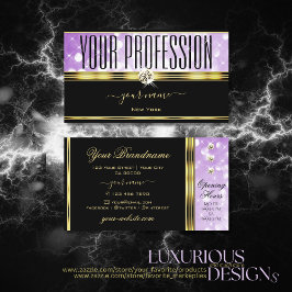 Cartão De Visita Borda Dourada de Ouros Lípicos Pretos Elegantes