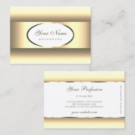 Cartão De Visita Borda Dourada de Oval Branco e Creme