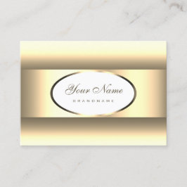 Cartão De Visita Borda Dourada de Oval Branco e Creme