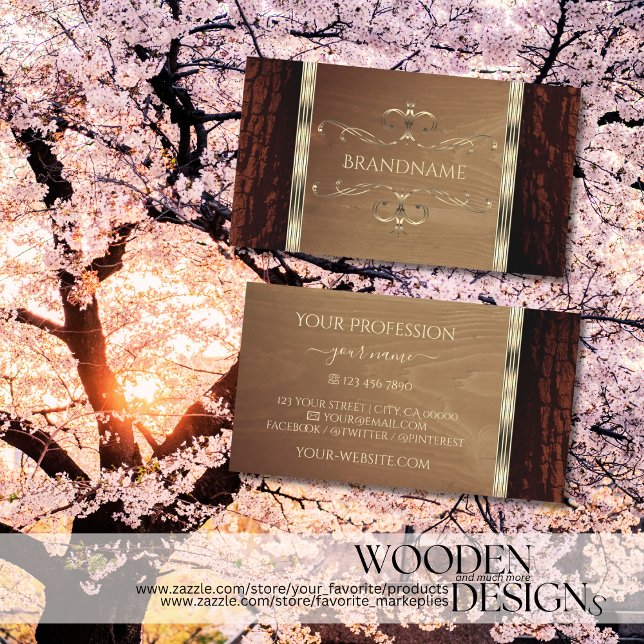 Cartão De Visita Borda Dourada do Latido de Árvore Natureza Russo M (Criador carregado)