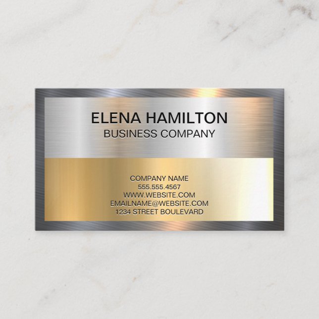 Cartão De Visita Borda Dourada do Shine Metálico (Frente)