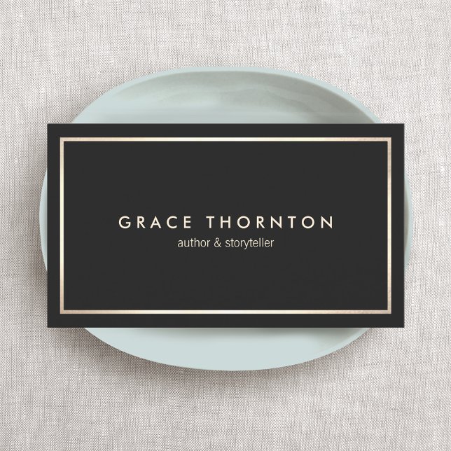 Cartão De Visita Borda Dourada Preta Profissional (Criador carregado)