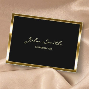 Cartão De Visita Borda Dourada Profissional de Quiropraxia