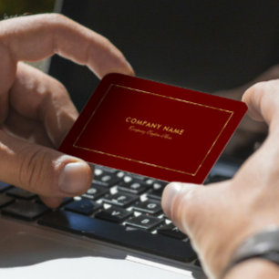 Cartão De Visita Borda Dourada Vermelha Escura E Tipografia