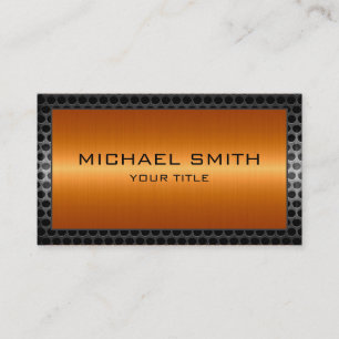 Cartão De Visita Borda Elegante de Aço Laranja Inoxidável