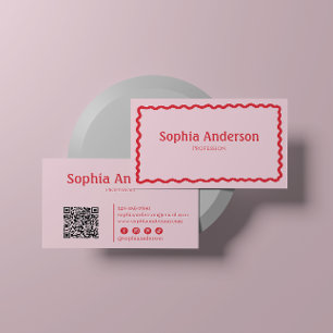 Cartão De Visita Borda ondulada rosa elegante para mulheres   Profi