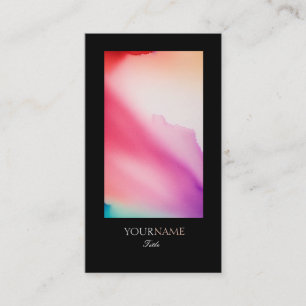 Cartão De Visita Borda Preta de Cores d'Água Elegante