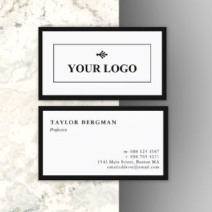 Cartão De Visita Borda preta Minimalista do logotipo