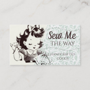 Cartão De Visita Bordado de vintage costureira