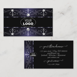 Cartão De Visita Bordas brancas na moda escuras do Ornamentado com