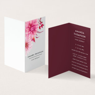 Cartão De Visita Bordô e Floral Aquarela Bege