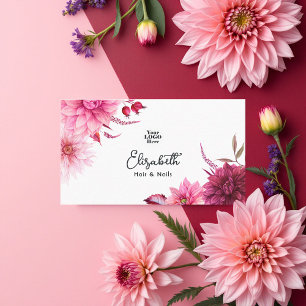 Cartão De Visita Bordô e Rosa Água-Forte Floral