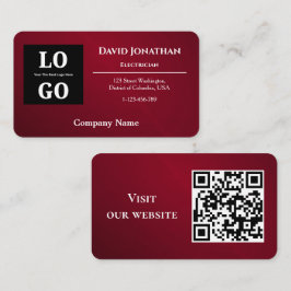 Cartão De Visita Bordô Moderno com Logotipo e Código QR Personaliza
