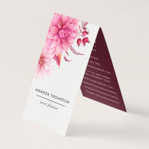 Cartão De Visita Borgonha e Blush Watercolor Floral