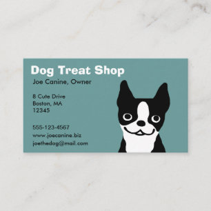 Cartão De Visita Boston Terrier - Rosto de Cachorro de Desenho Anim