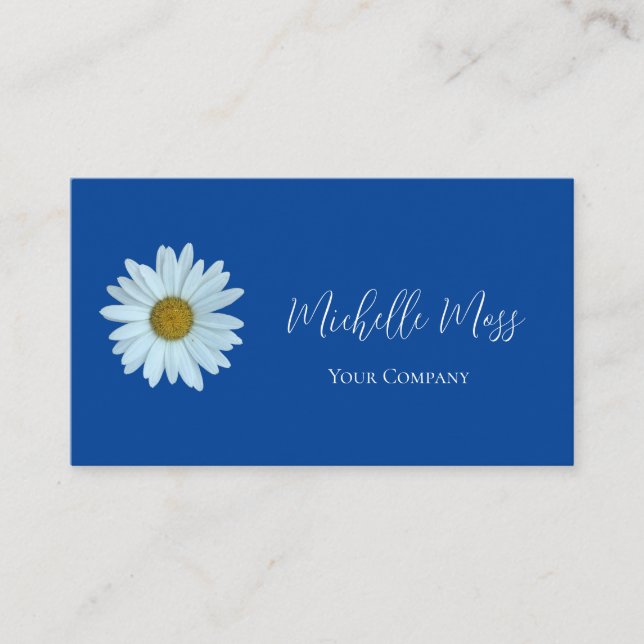 Cartão De Visita Botânica de margarida branca simples (Frente)