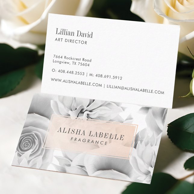 Cartão De Visita Botânica Floral de Cinza e Chic (Chic & Stylish Grey Floral Botanical Business Card)