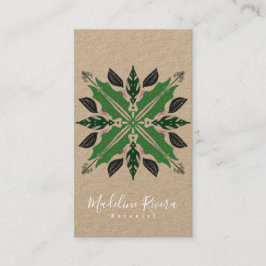 Cartão De Visita Botânica Florista Designer de Mandala de Folhagens