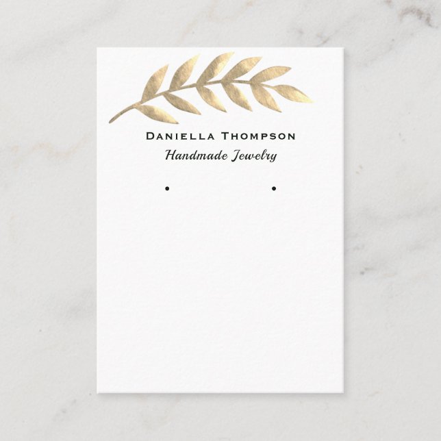 Cartão De Visita Botânica Leaves Boutique Jewelry Earring Display (Frente)