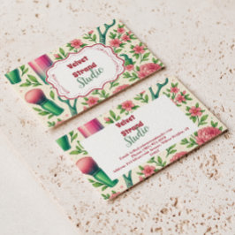 Cartão De Visita Botanical Pink Stylist Beauty Business