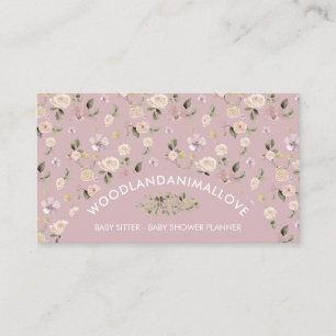 Cartão De Visita Botânico Floral Flor de Blush Selvagem