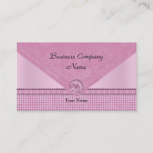 Cartão De Visita Botão de Xadrez Rosa e Branco Fofo