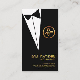 Cartão De Visita Botão Preto Tuxedo Dourado Boutonniere