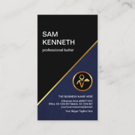 Cartão De Visita Botão profissional de linha Dourada Na moda azul G