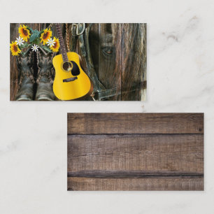 Cartão De Visita Botas de cowboy do cavalo ocidental Guitar Girassó