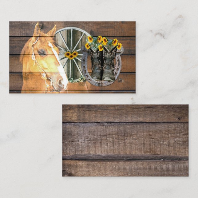 Cartão De Visita Botas de vaqueiro de ferradura de cavalo ocidental (Frente/Verso)