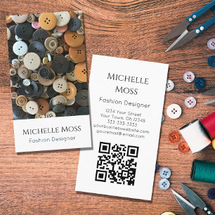 Cartão De Visita Botões de costura do Designer de Moda QR