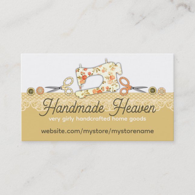 Cartão De Visita Botões de tesoura de máquinas de costura (Frente)