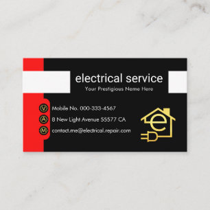 Cartão De Visita Botões Verticais Vermelhos com Símbolo de Eletrici