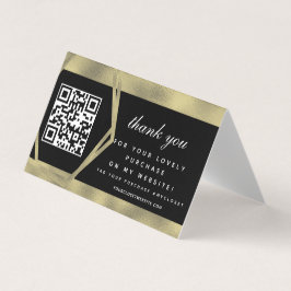 Cartão De Visita Boutique Beauty Business Obrigado QR Dourado