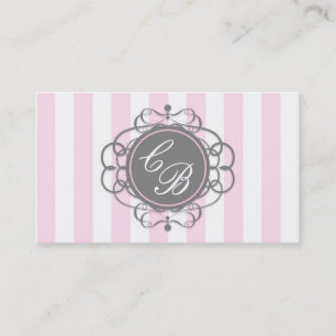 Cartão de Visita Boutique Chic Listras Rosa e Cinz